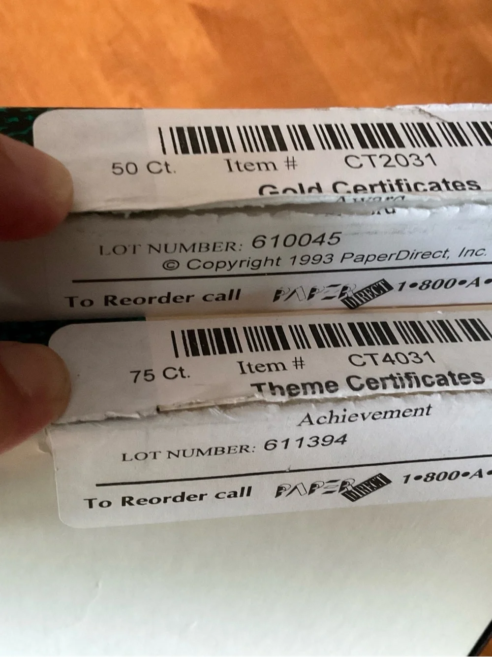 Achievement & Gold Certificates with Gold Embossed Excellence Stickers
